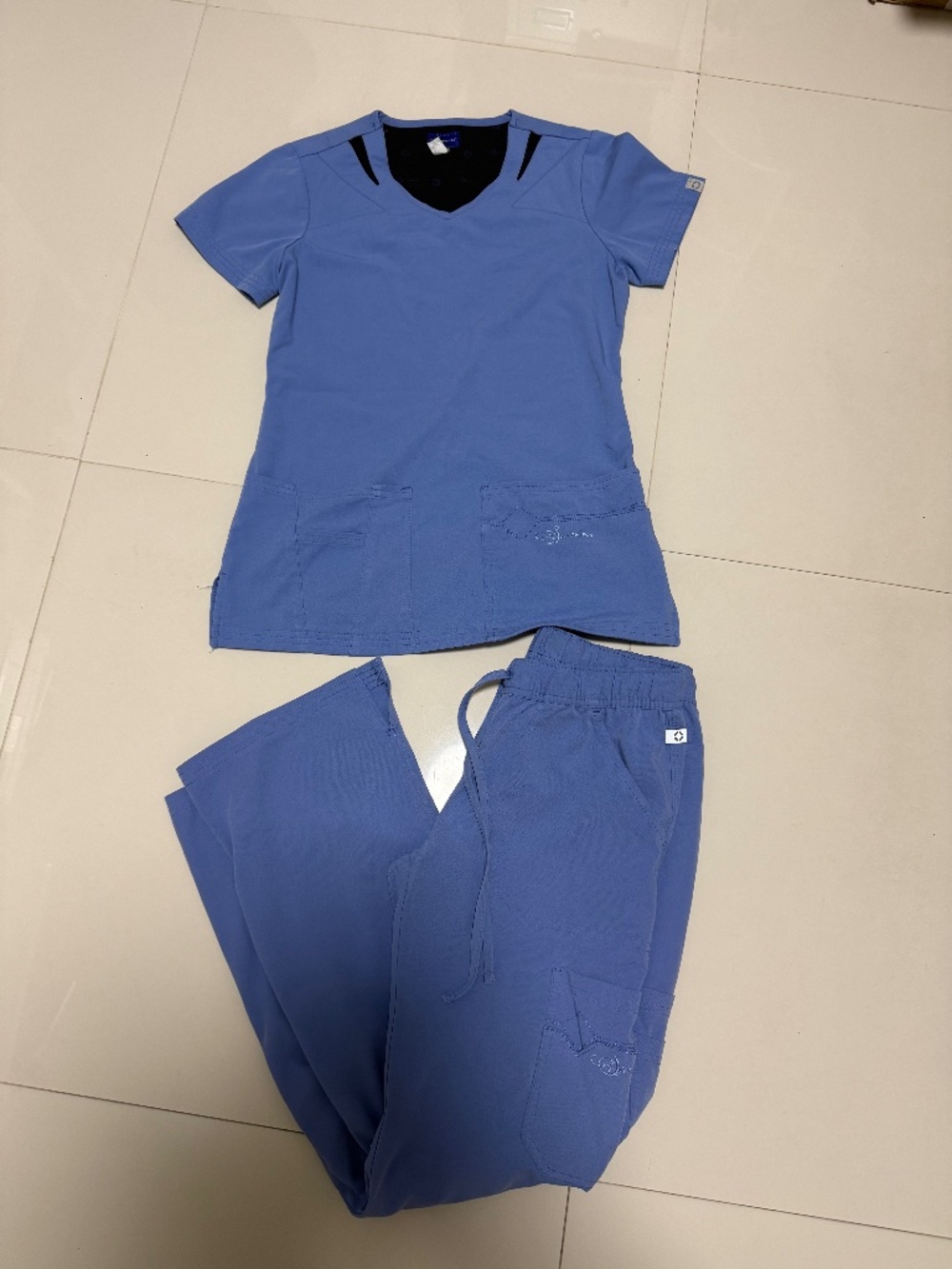 Petite Women Light Blue Scrub Set - XS/P